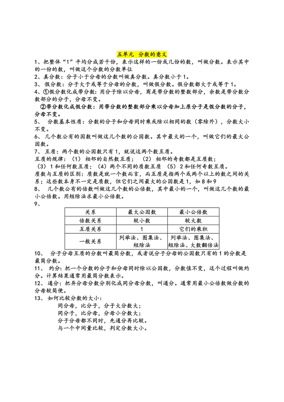 2023年北师大版五年级数学上册总复习知识点整理_第4页