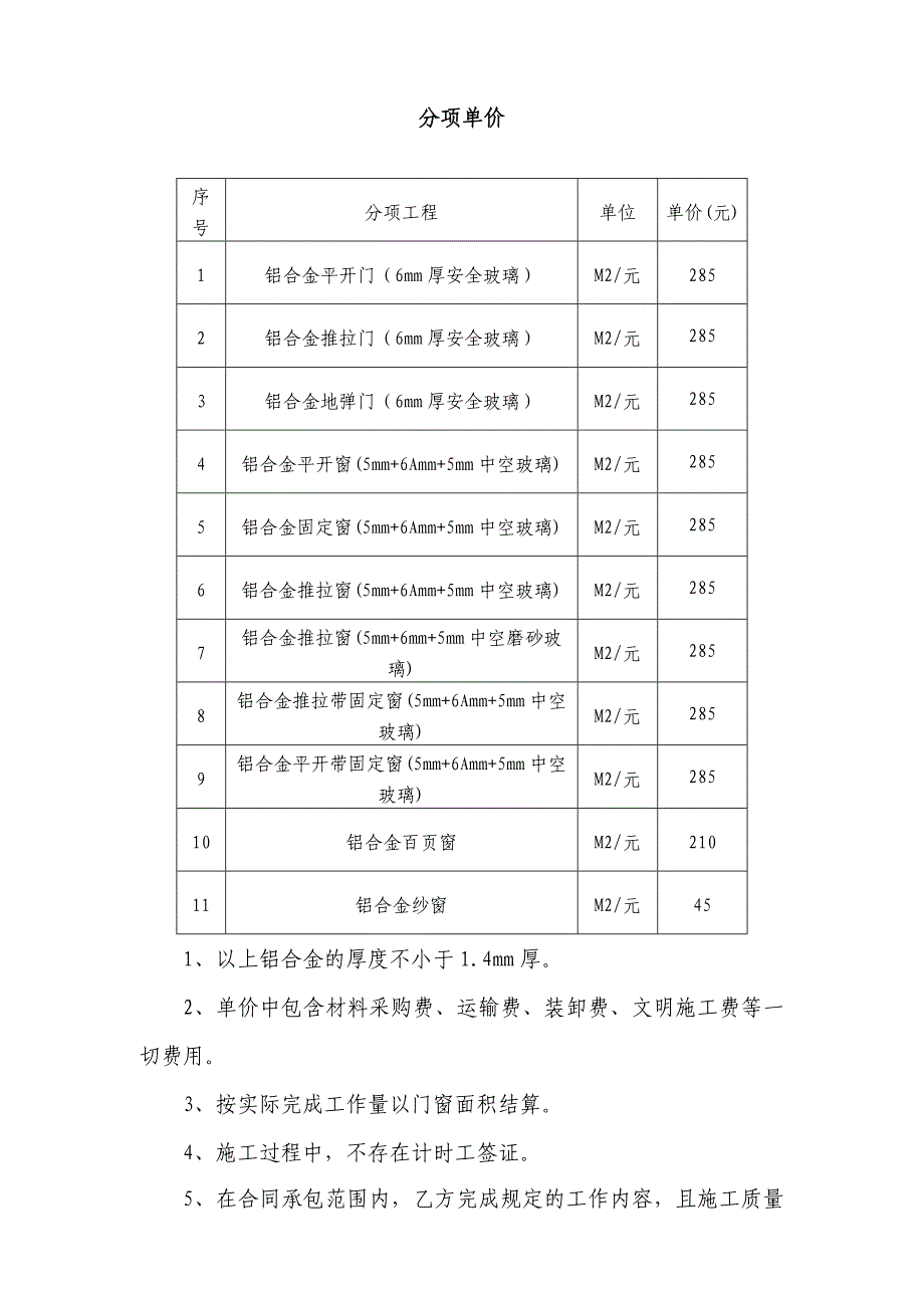 铝合金门窗工程专业分包合同_第4页