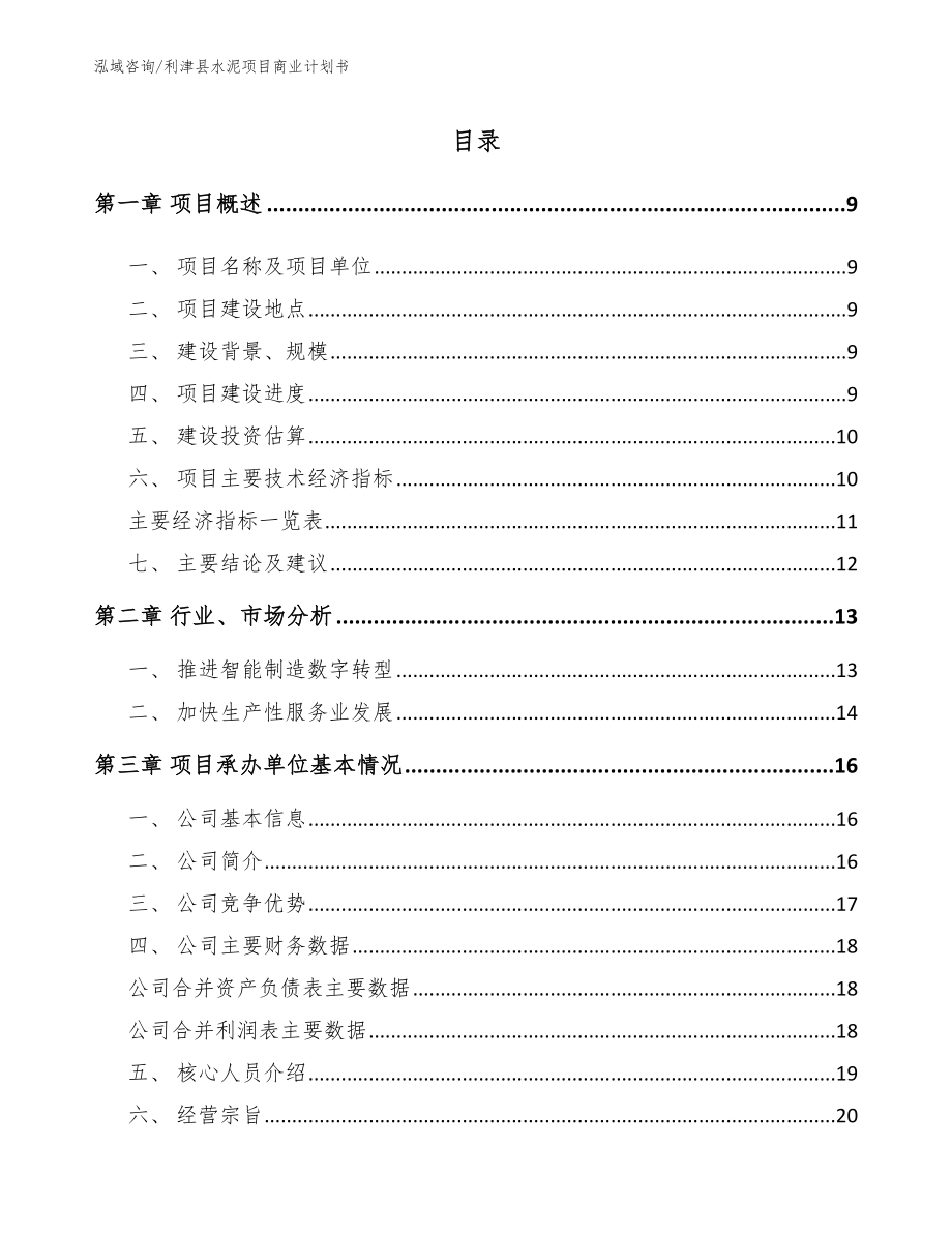 利津县水泥项目商业计划书_模板范文_第2页