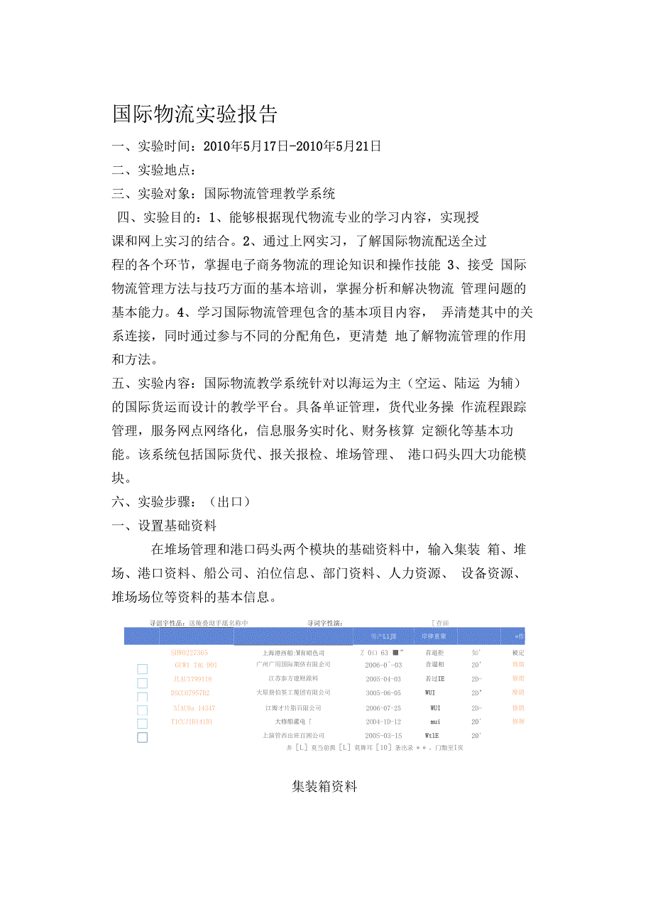 国际物流试验报告_第1页