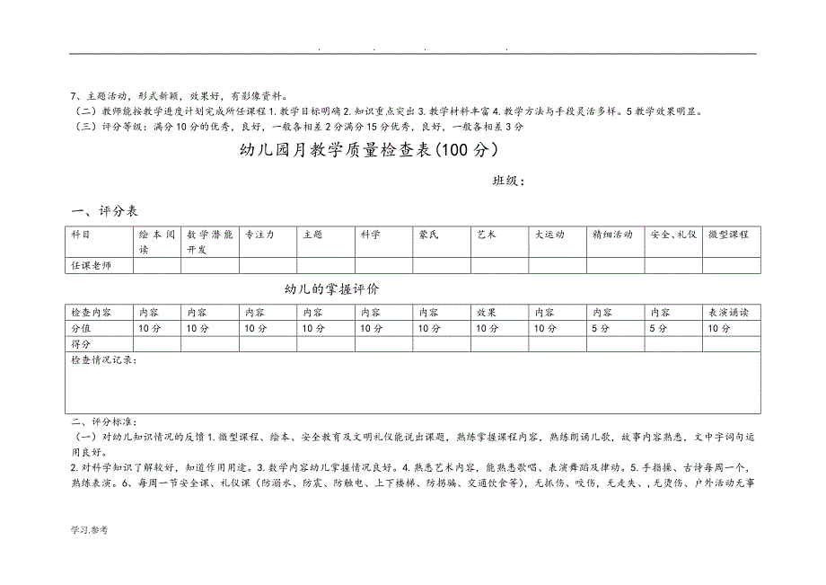 幼儿园月教学质量检查表.doc_第4页