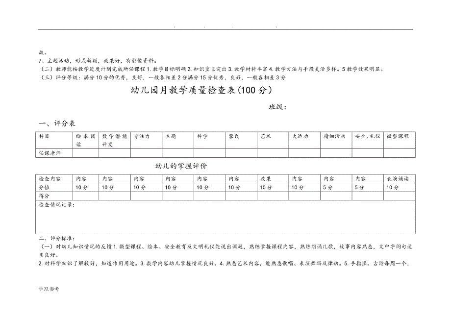 幼儿园月教学质量检查表.doc_第5页