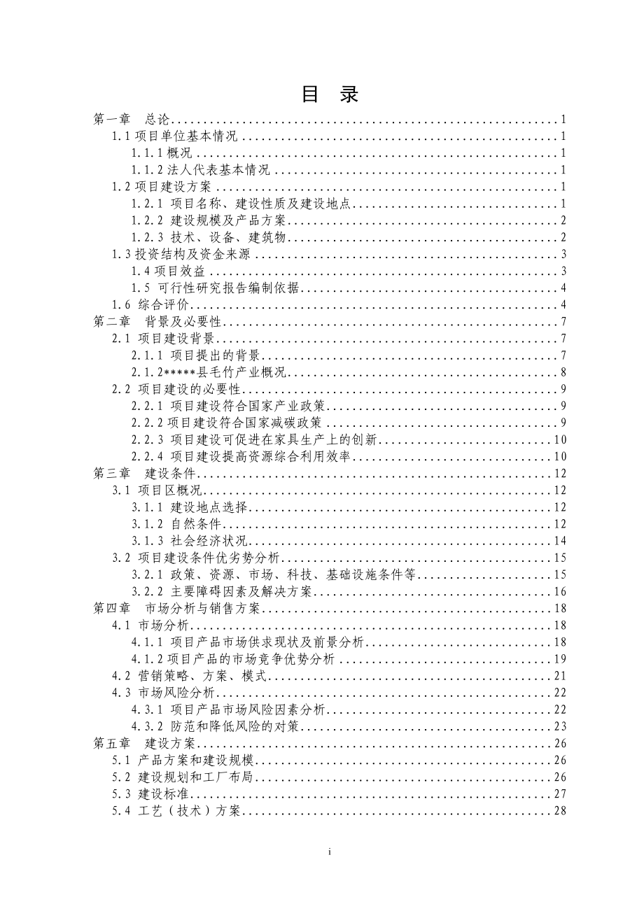 年产1万套重竹家具生产线技术改造可行性论证报告.doc_第1页