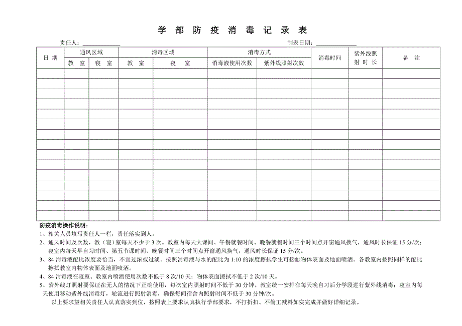 校园防疫消毒记录表_第1页