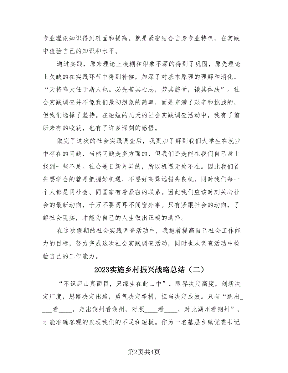 2023实施乡村振兴战略总结（2篇）.doc_第2页