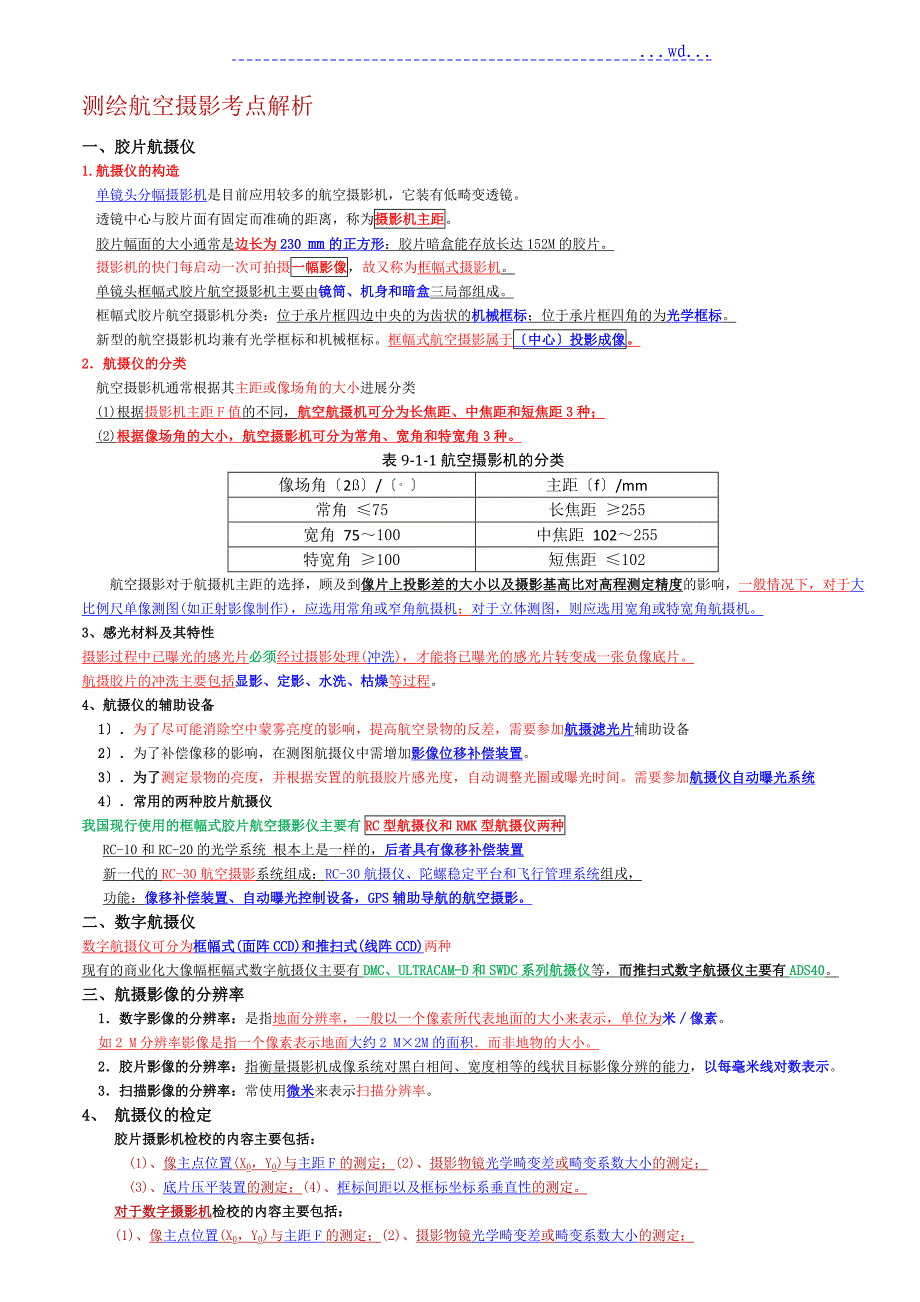 测绘航空摄影考点解析_第1页