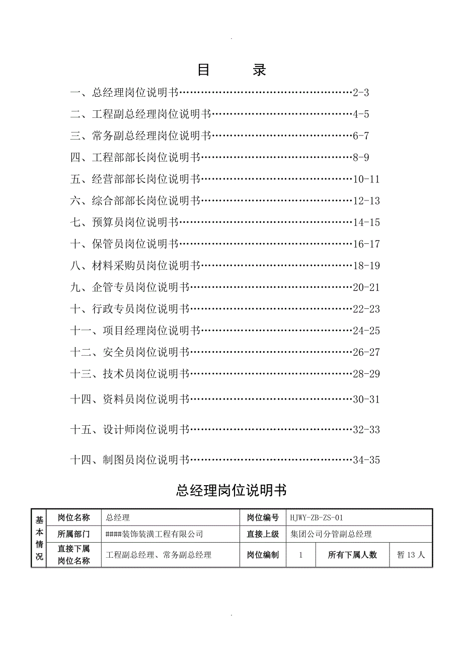 装饰公司岗位说明书最终_第1页