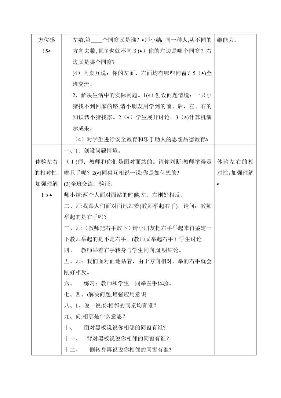 人教版一年级下册数学教案(表格)_第5页