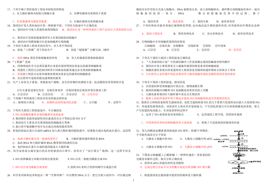 基因工程的应用练习题_第2页