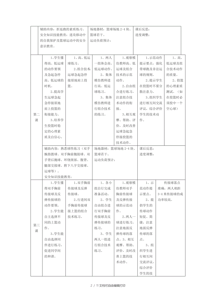 篮球模块单元教学方案_第2页