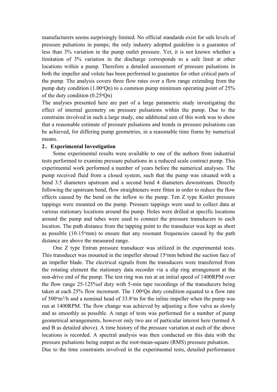 外文翻译--研究一个离心泵内的震动压力—利用数字表示的方法来支持工业实验.doc_第2页