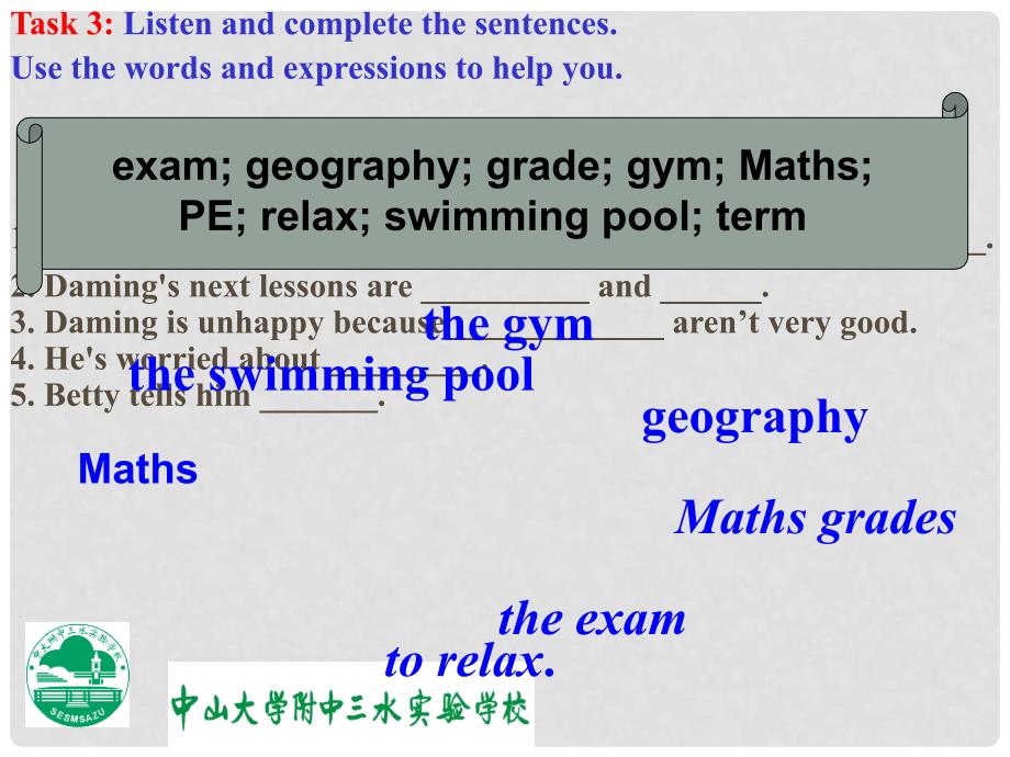 广东省佛山市中大附中三水实验中学九年级英语下册《Module 2 Education Unit 1 It was great to see her again》课件（1） 外研版_第4页