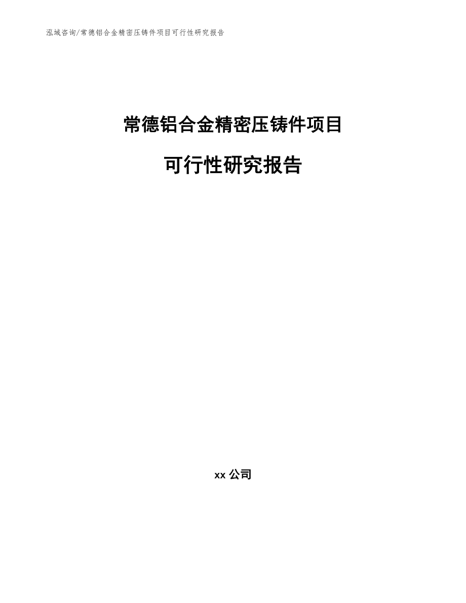 常德铝合金精密压铸件项目可行性研究报告_第1页