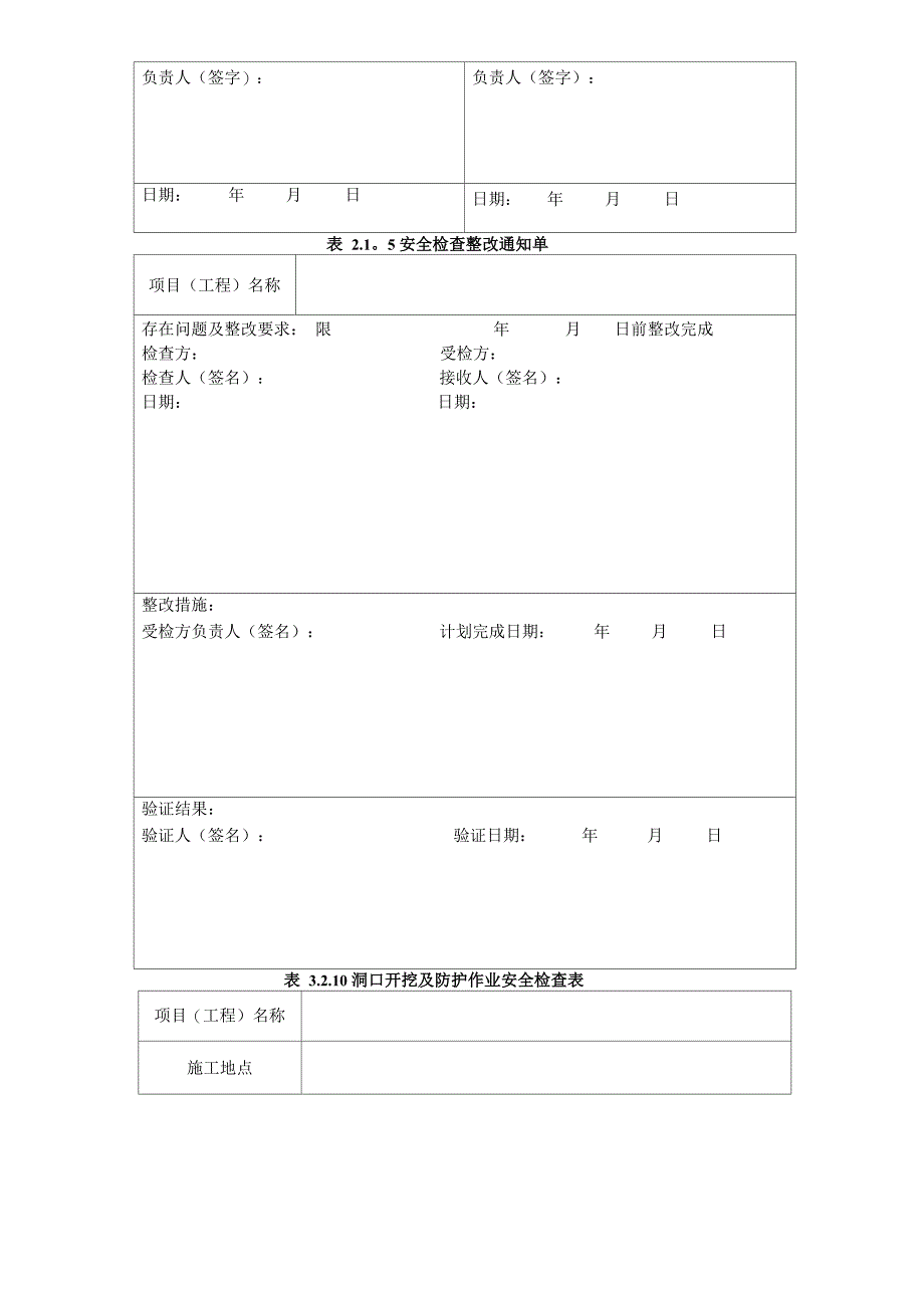 隧道施工安全检查表格_第4页