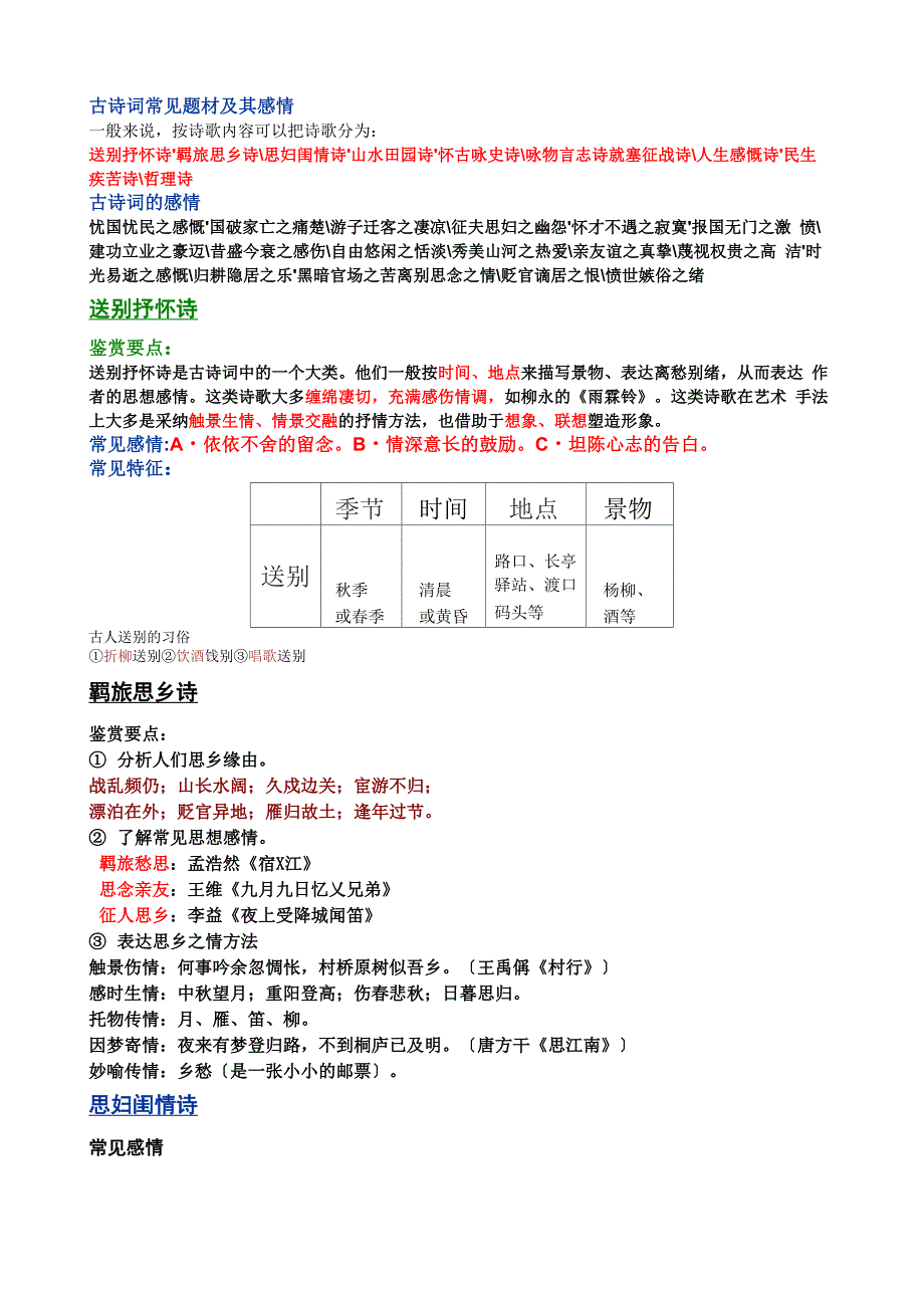 古诗词常见题材及其情感_第1页