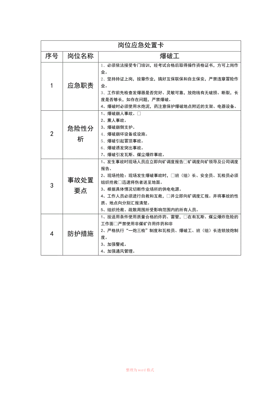 煤矿岗位应急处置卡_第4页