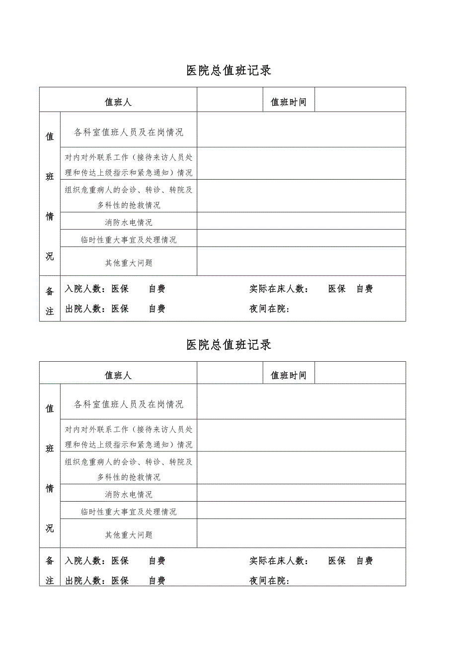 医院总值班制度及表格_第2页