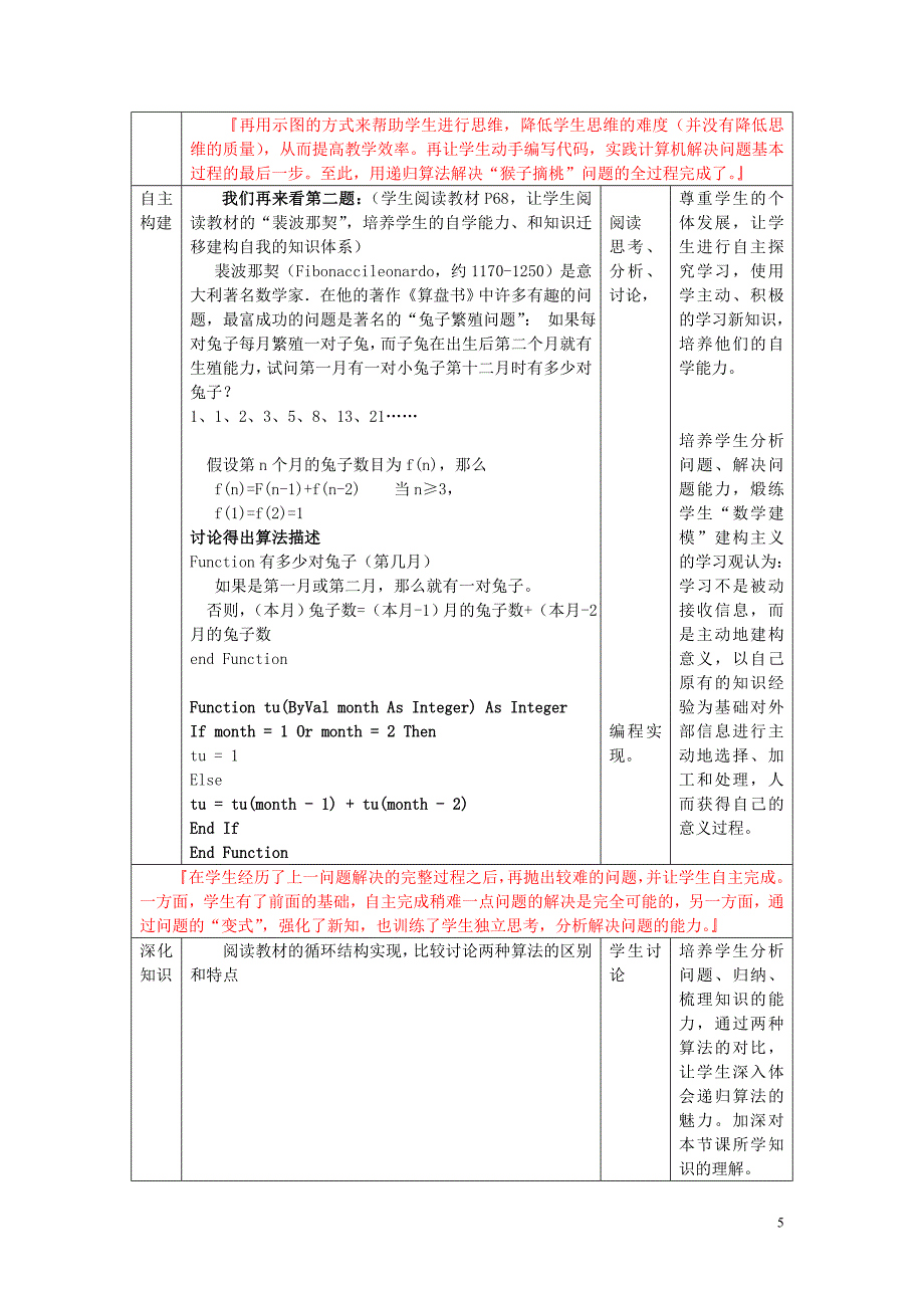 高中信息技术 算法与程序设计-递归算法的实现教案 教科版.doc_第5页