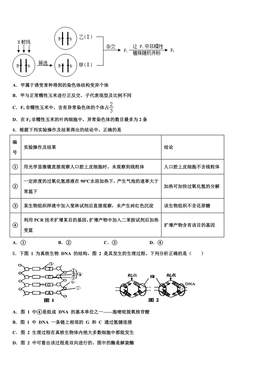 山东省烟台市2023学年高三一诊考试生物试卷(含解析）.doc_第2页