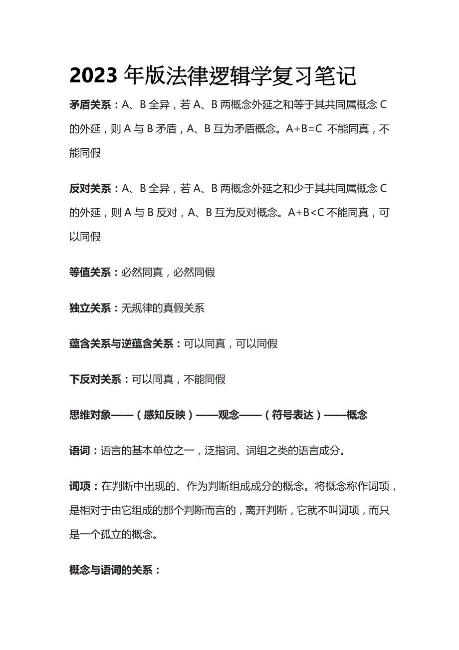 2023年版法律逻辑学复习笔记.docx_第1页