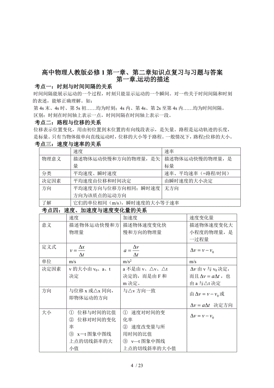 人教版必修一物理期中复习资料_第4页