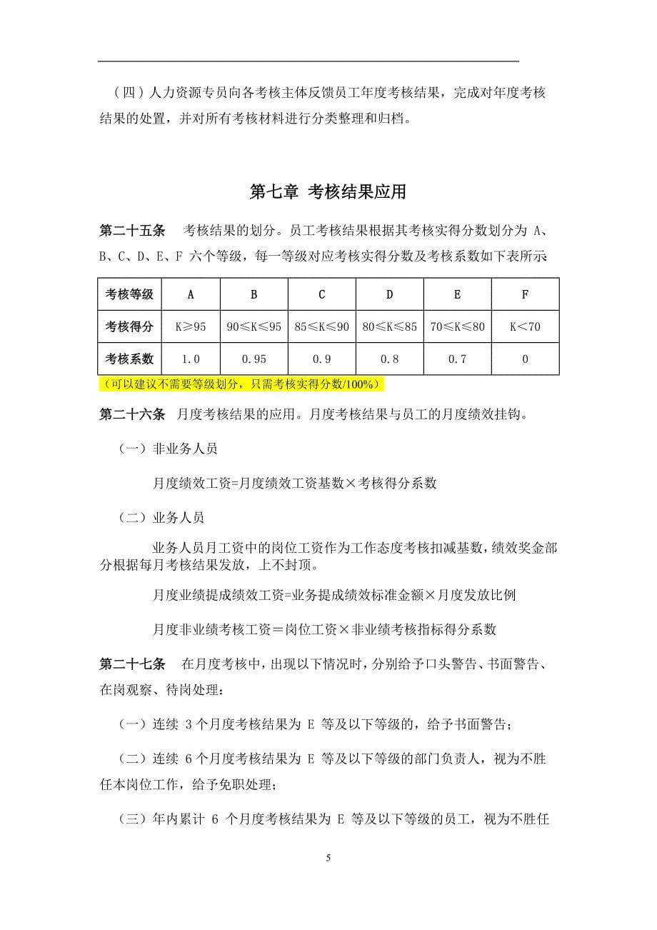 湖南友阿投资担保有限公司员工绩效考核管理制度_第5页