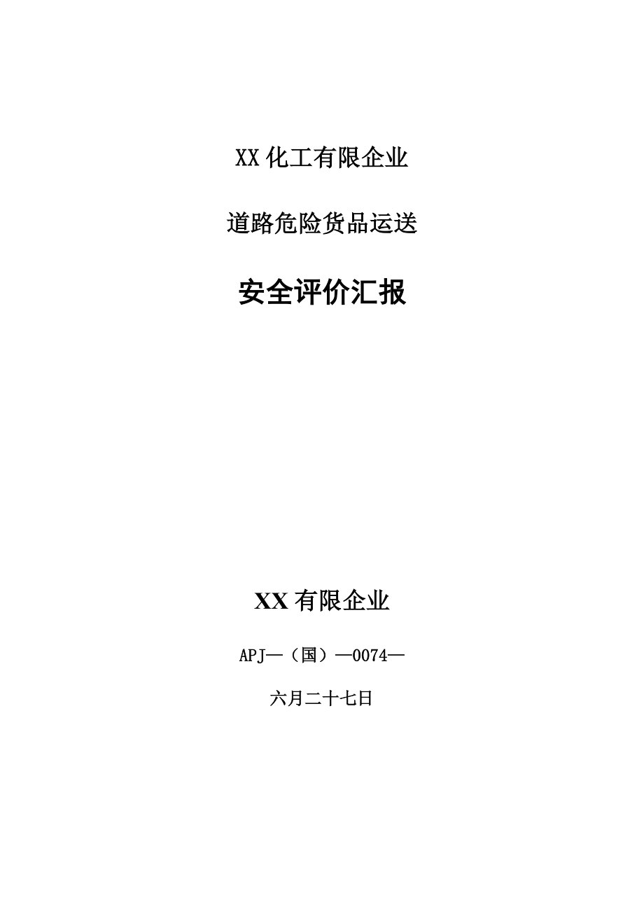 道路危险货物运输安全评价报告.doc_第1页