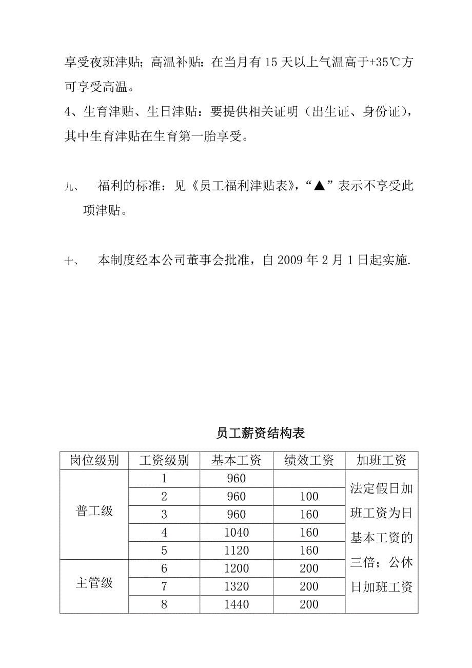 杭州某公司薪酬福利管理制度_第5页