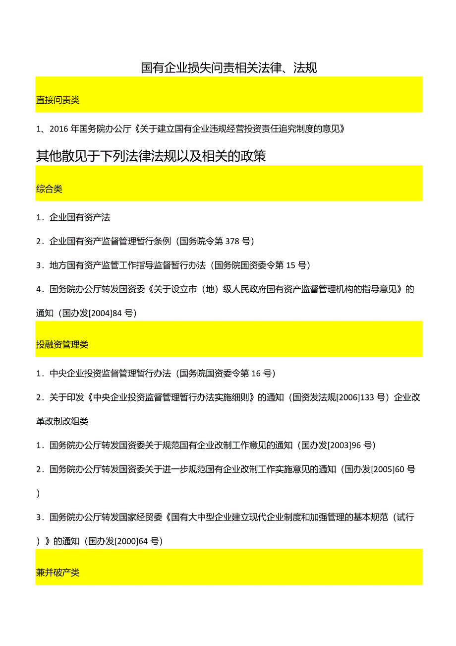 国有企业损失问责相关法律法规_第1页