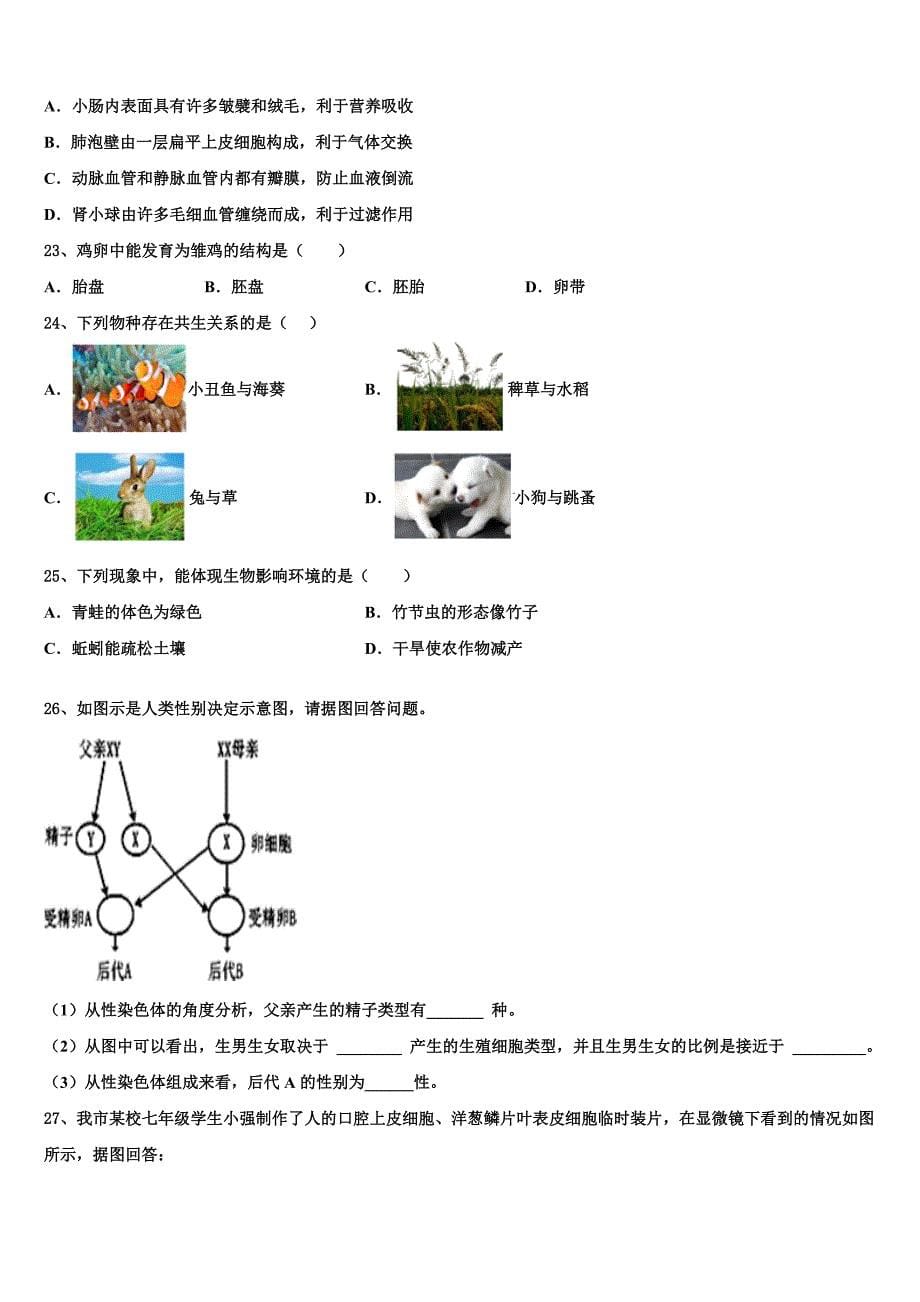 2023届福建省三明市梅列区梅列、永安市级名校中考生物最后一模试卷含解析.doc_第5页