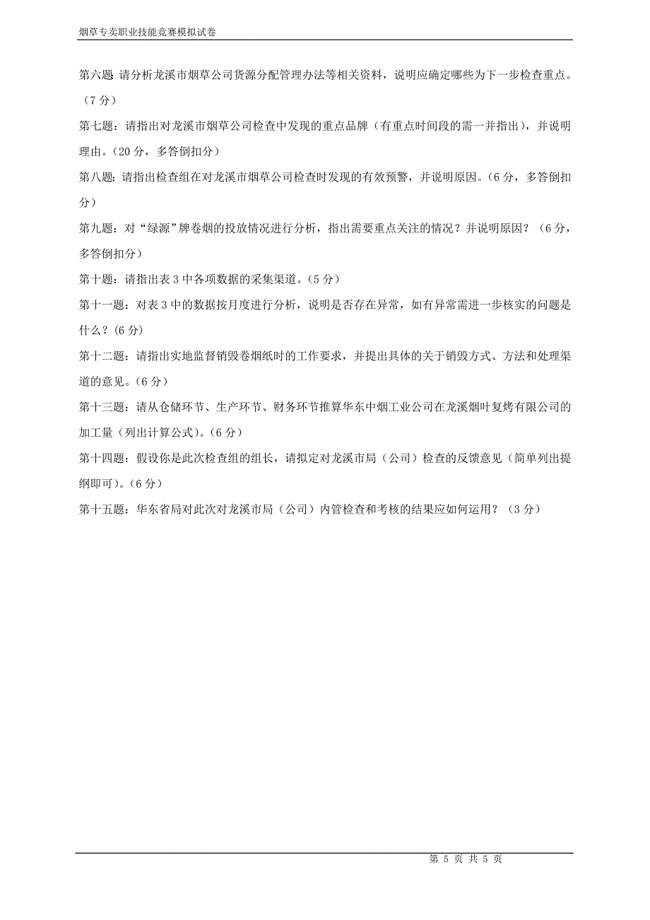 烟草专卖职业技能竞赛模拟试卷内管实务材料_第5页