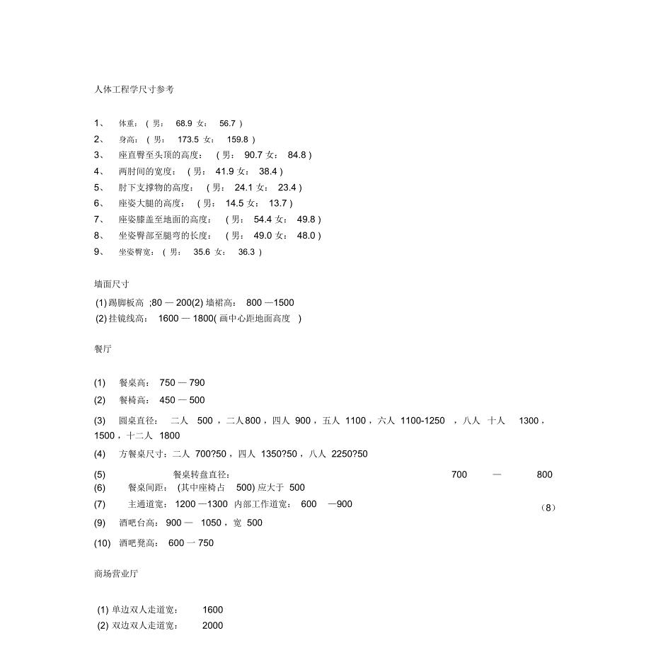 人体工程学尺寸参考_第1页