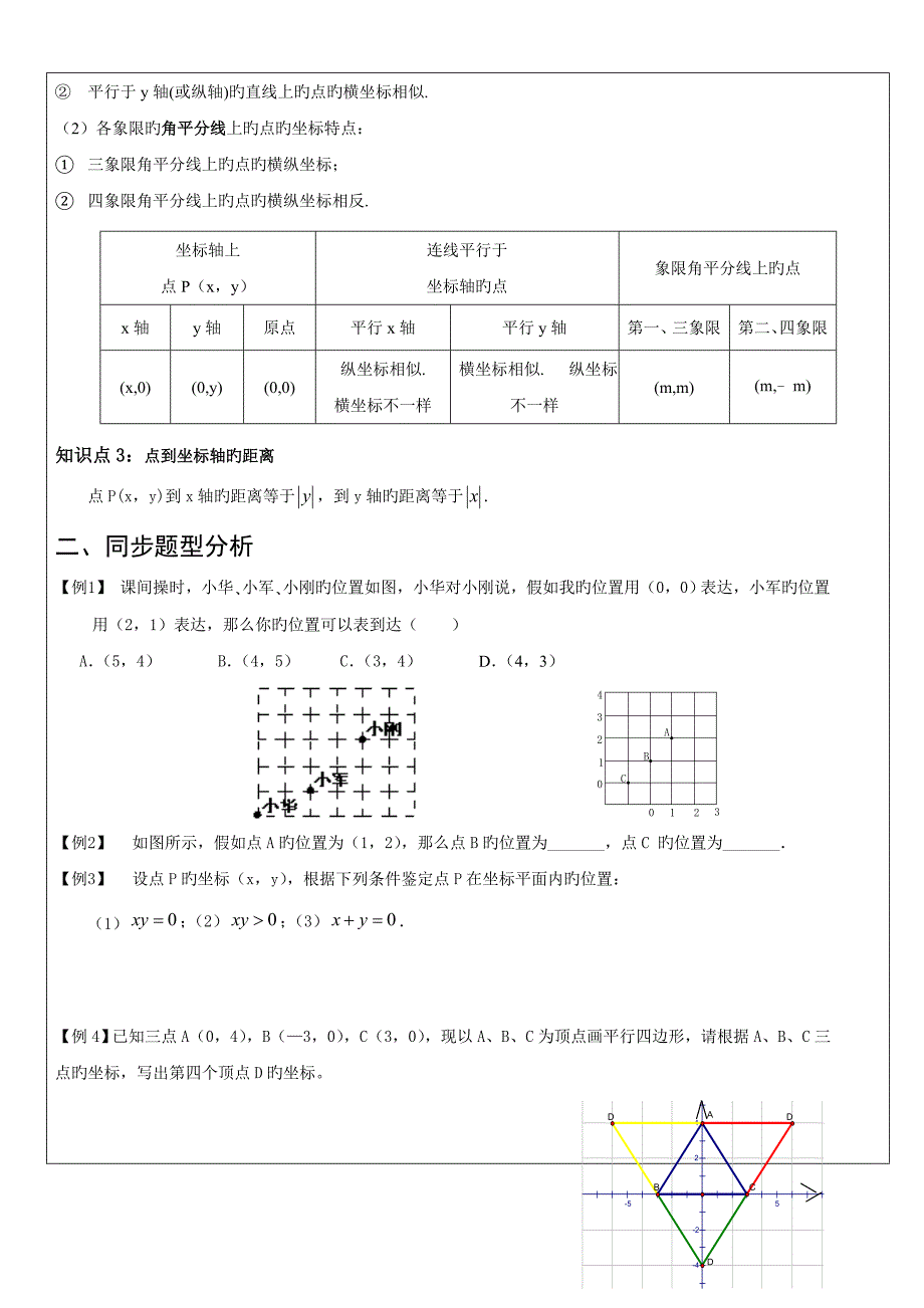 人教版初一数学下册第十课时平面直角坐标系教案_第2页