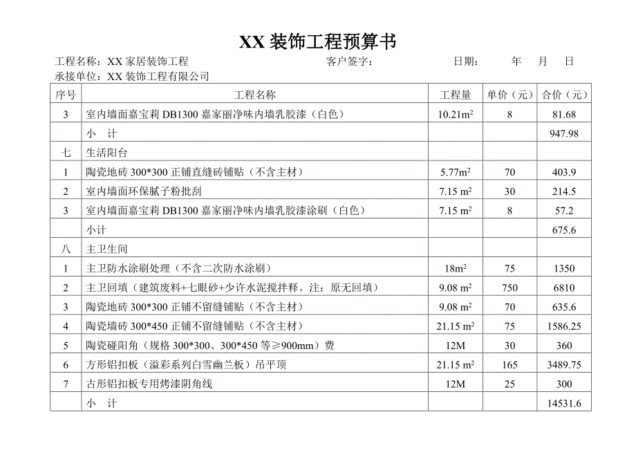 二室一厅家居装饰工程预算书.doc_第3页