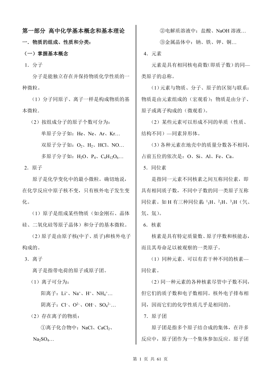 最新最全高中化学知识总结(精心整理) （精选可编辑）.docx_第1页