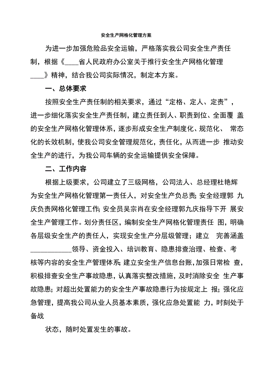 安全生产网格化管理方案_第1页