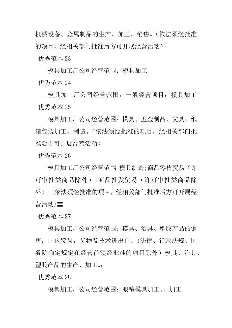 2023年模具加工厂经营范围(39个范本)_第4页