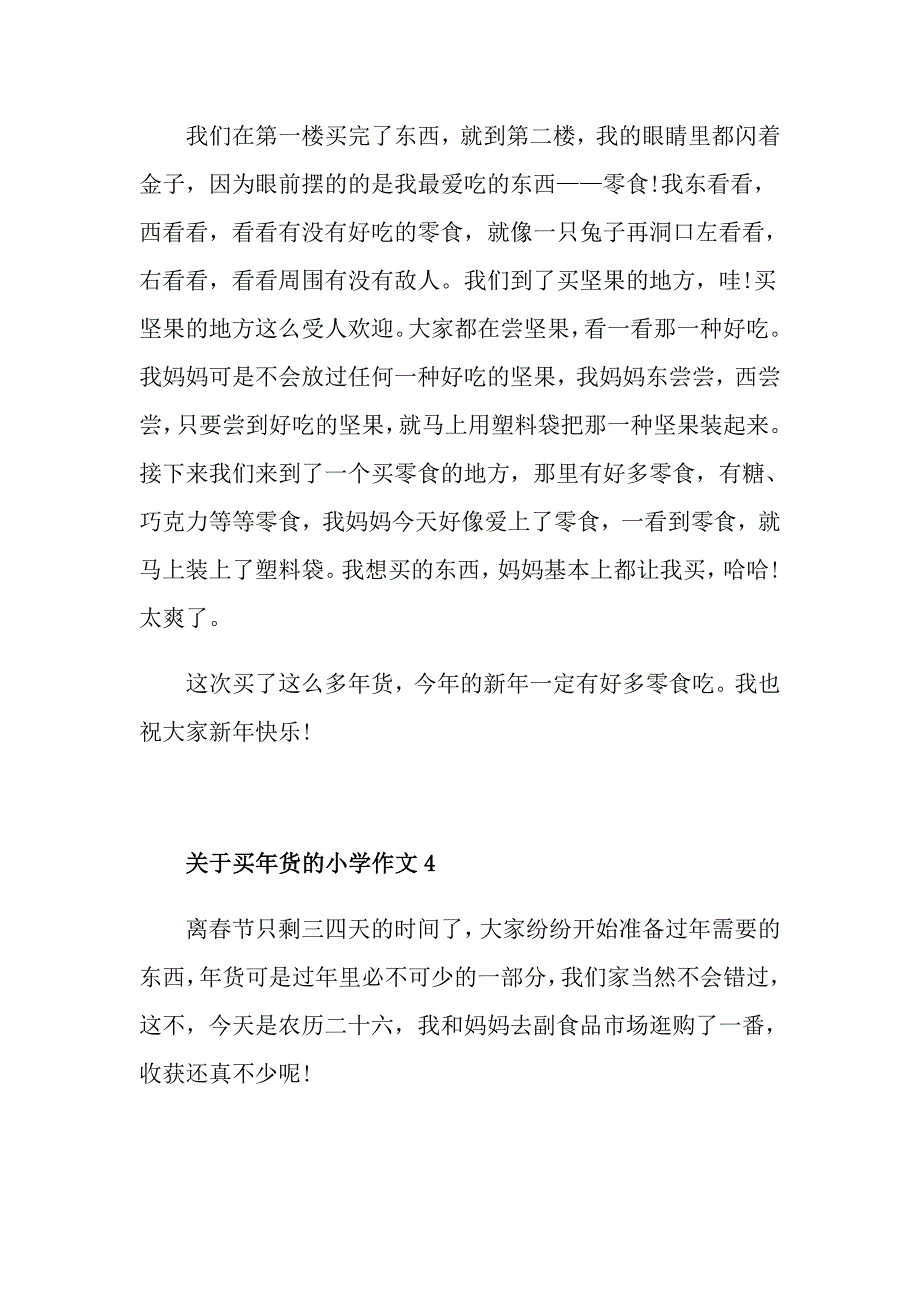 关于买年货的小学作文5篇_第4页