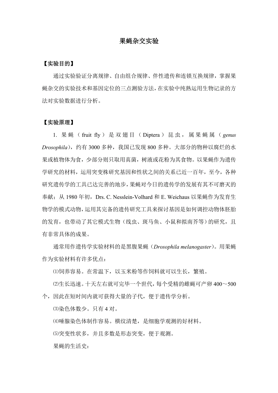 2023年果蝇杂交实验实验报告_第1页