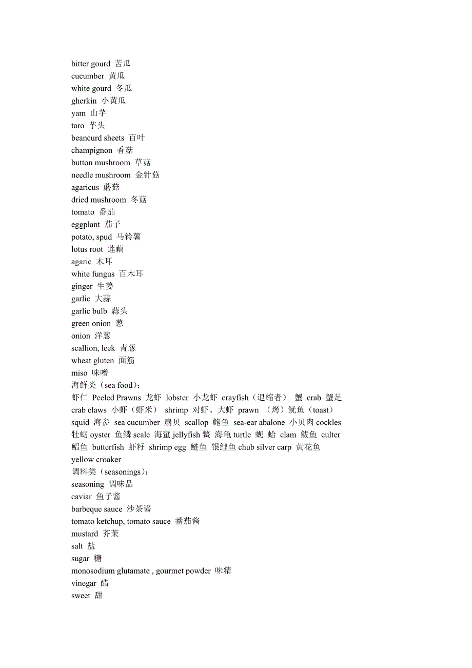 有关食物的英文词汇表.doc_第3页