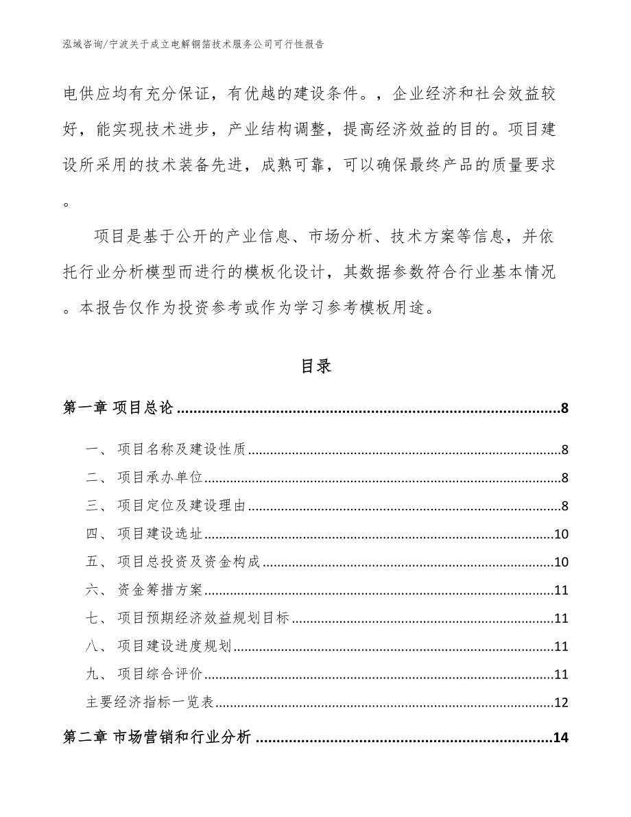 宁波关于成立电解铜箔技术服务公司可行性报告_范文参考_第3页