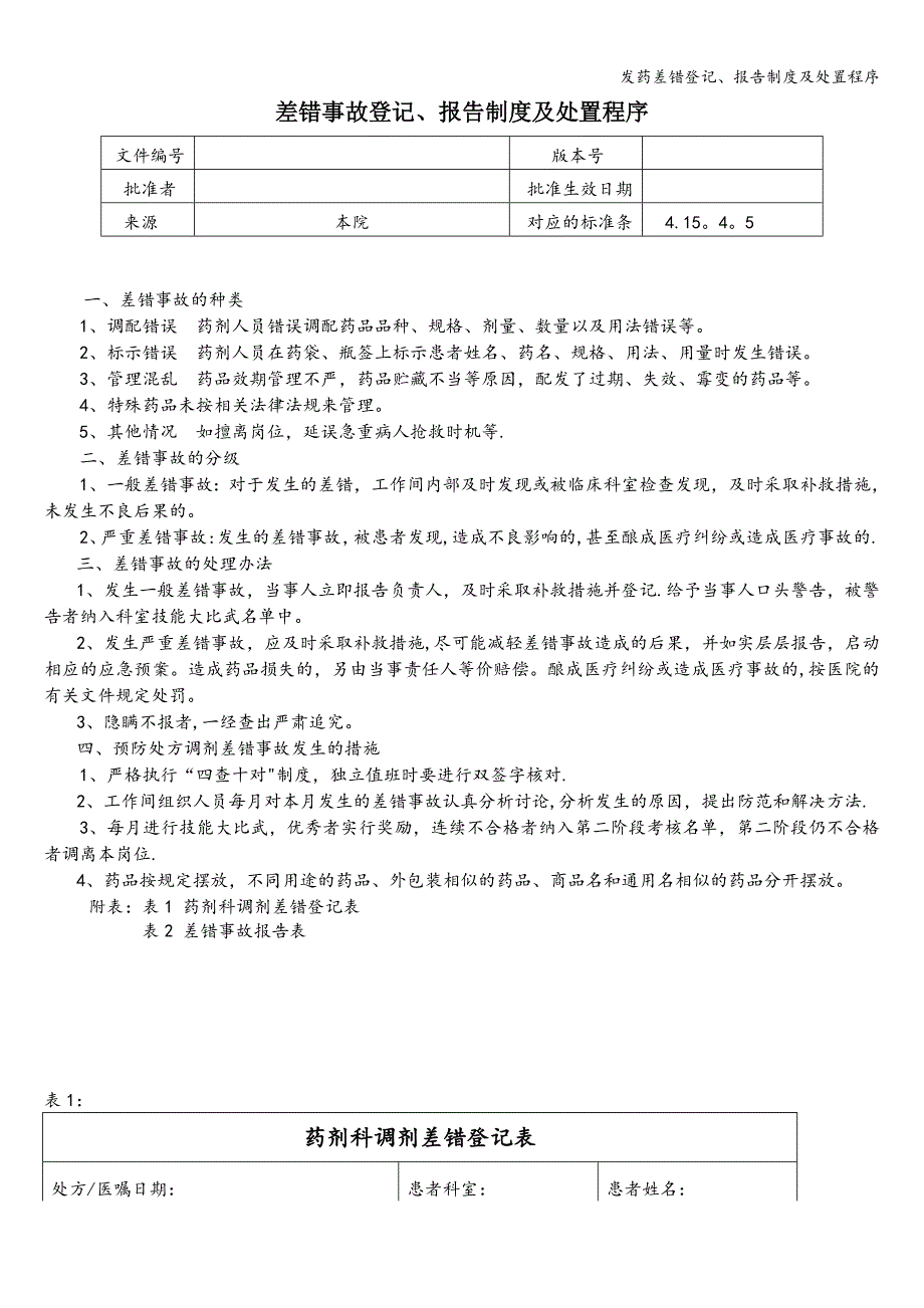 发药差错登记、报告制度及处置程序.doc_第1页