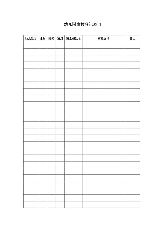 幼儿园事故登记表 4表.doc