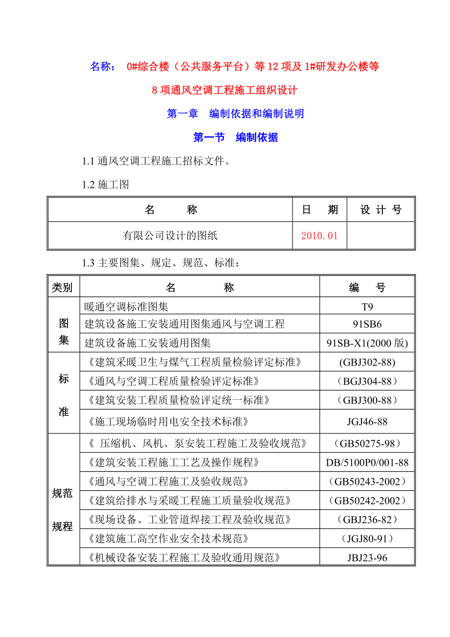 学位论文-—综合楼公共服务平台正文等12项及1#研发办公楼等8项通风空调工程施工组织设计.doc_第1页