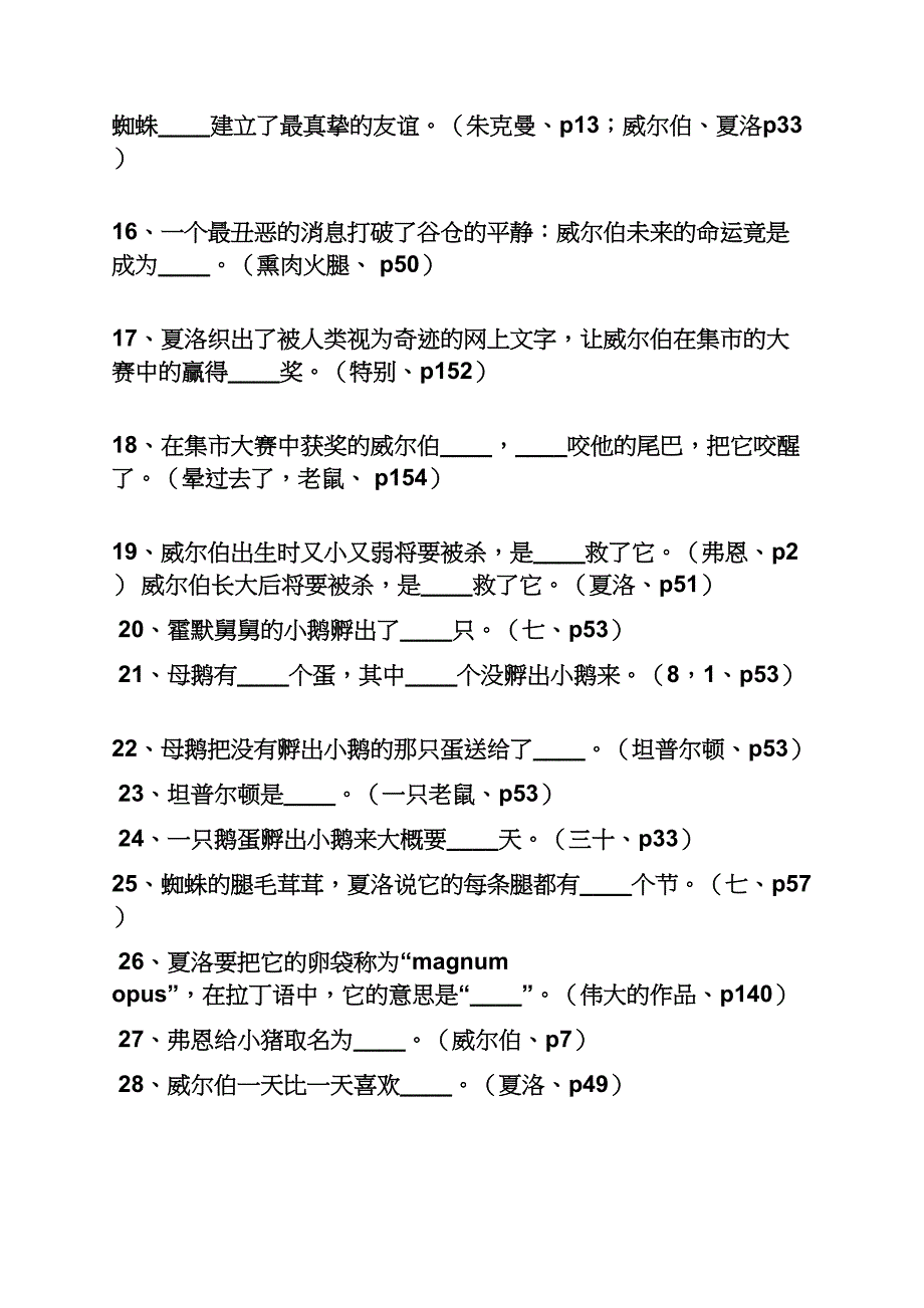 夏洛的网测试题及答案_第2页