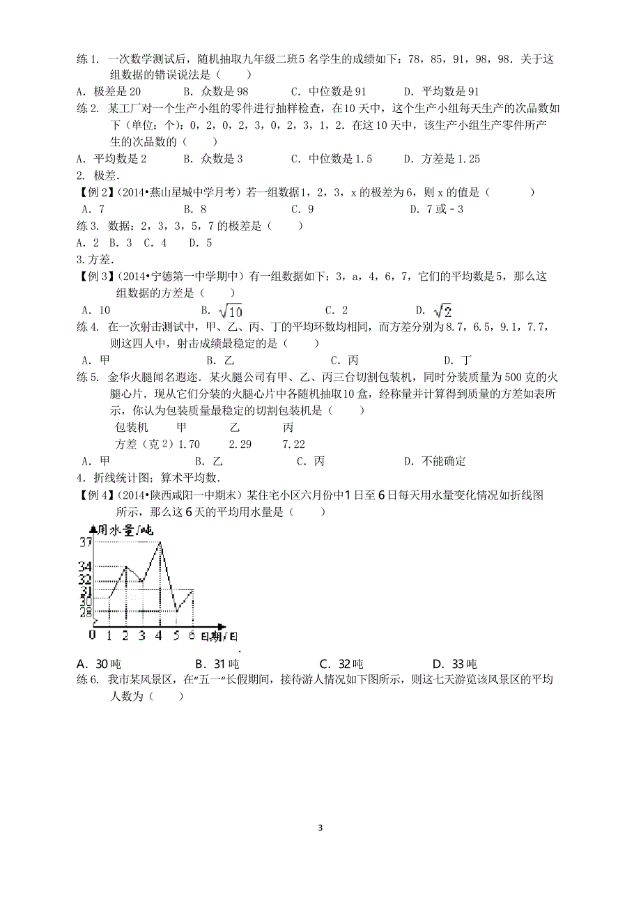 人教版初二(下)数学第58讲：数据的分析(学生版)(著名机构讲义)_第3页