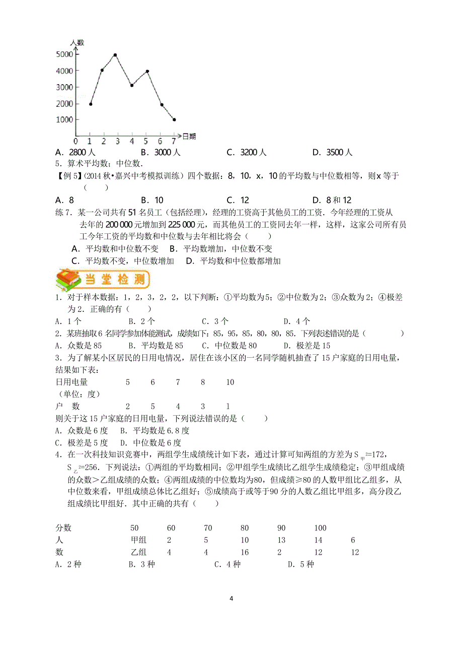 人教版初二(下)数学第58讲：数据的分析(学生版)(著名机构讲义)_第4页