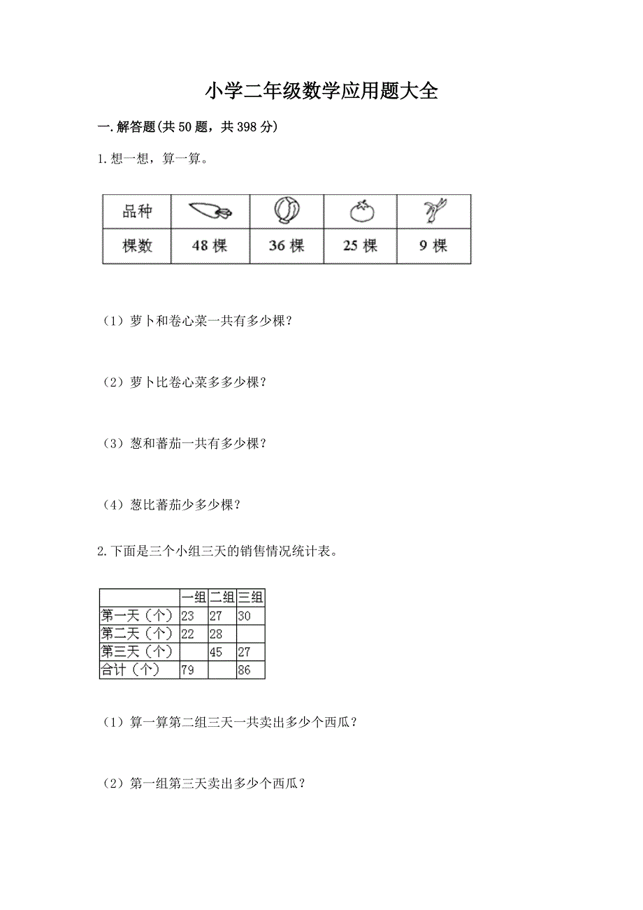 小学二年级数学应用题大全加下载答案.docx_第1页