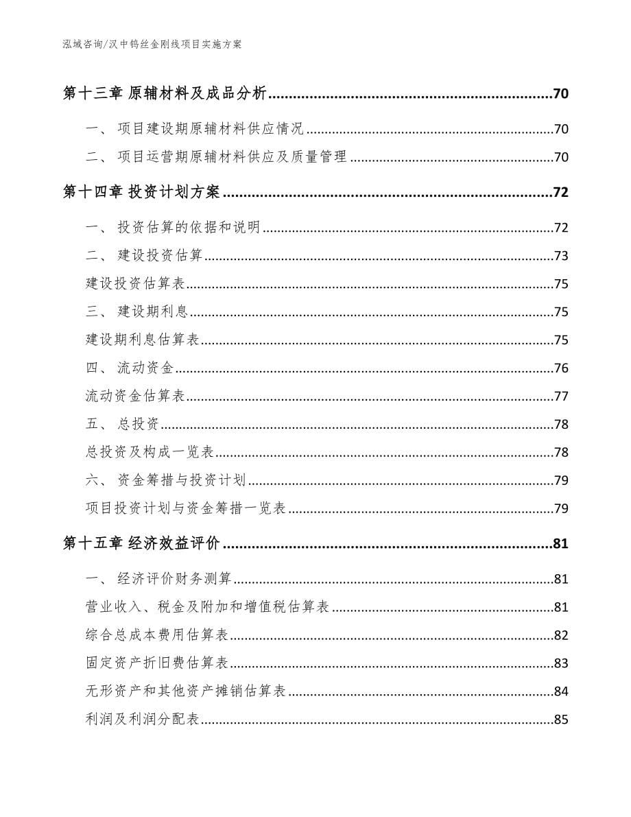 汉中钨丝金刚线项目实施方案_参考模板_第5页