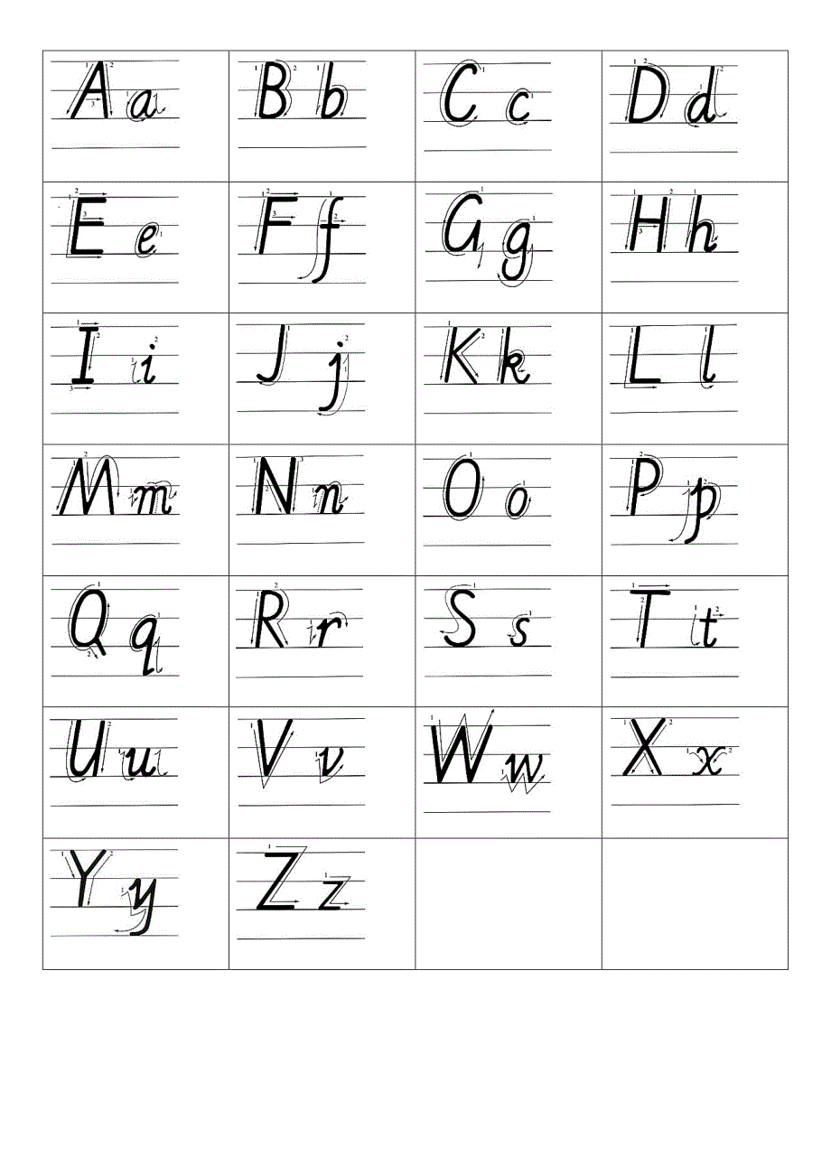 三年级-英语-26-英文字母-手写体-描红-字帖-有笔顺-可仿写_第1页